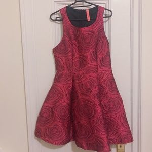 NWOT Eight Sixty Rose Print Dress Magenta Sz Large